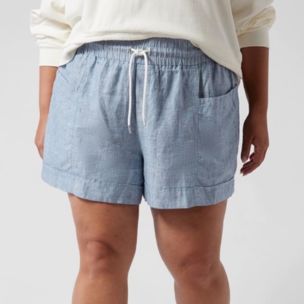 Athleta Women’s Cabo Linen 4” Short Chambray Blue Size 22